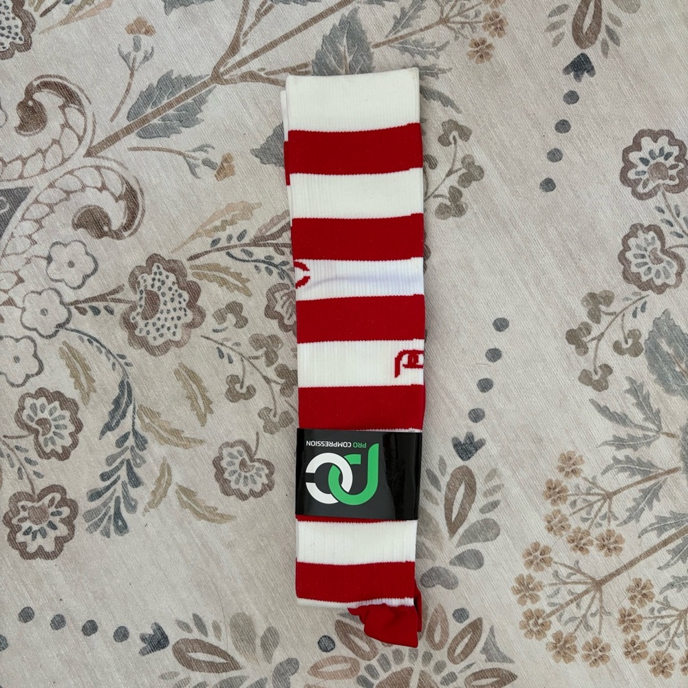 Red and White Striped Compression Knee-High Socks